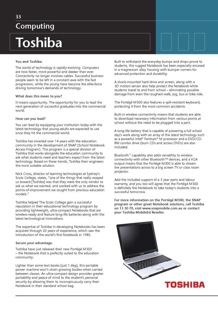 Toshiba editorial - Tim Tayyar, freelance copywriter